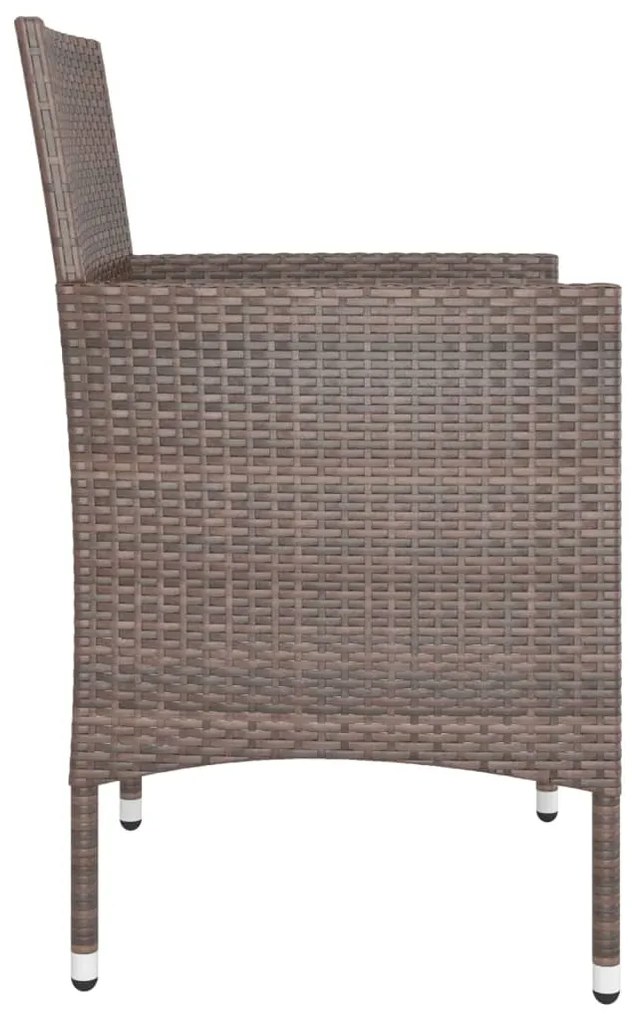 4 pcs conjunto de cadeiras e bancos de jardim vime PE castanho