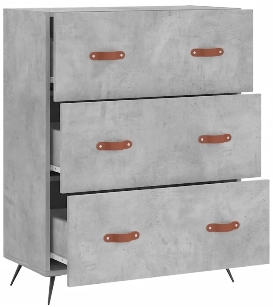 Cómoda 69,5x34x90 cm derivados de madeira cinzento cimento