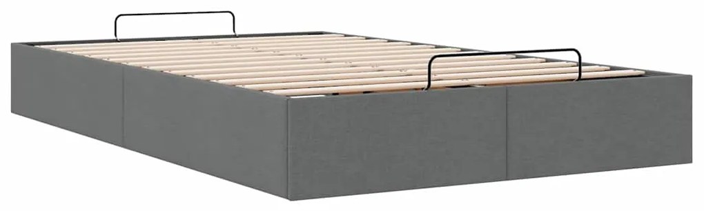 Estrutura de cama otomana sem colchão cinza escuro tecido