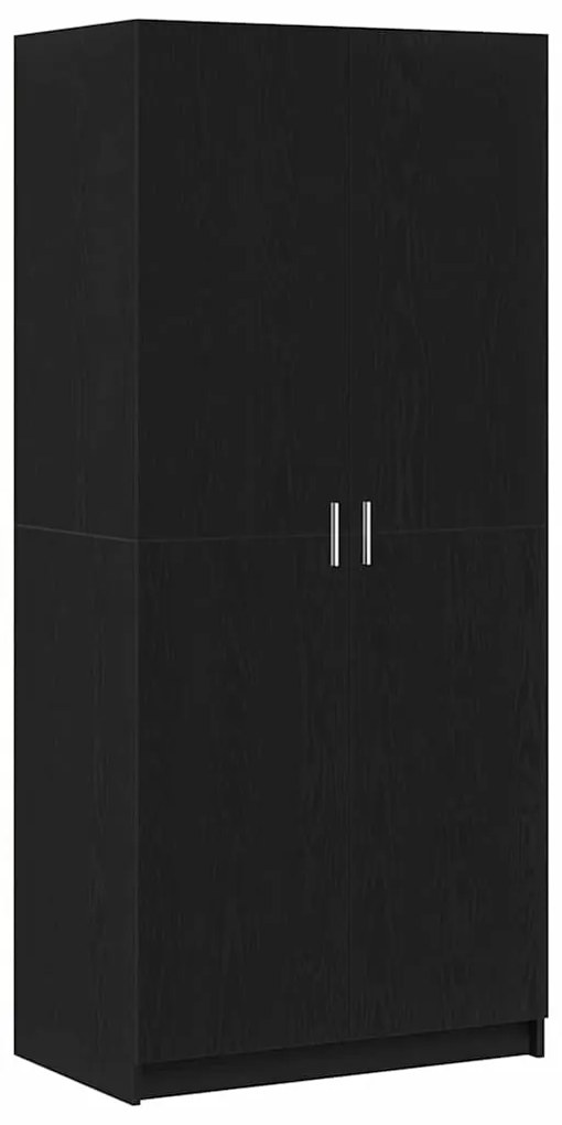 Guarda-roupas Preto Carvalho 80x51x180 cm Madeira de engenharia