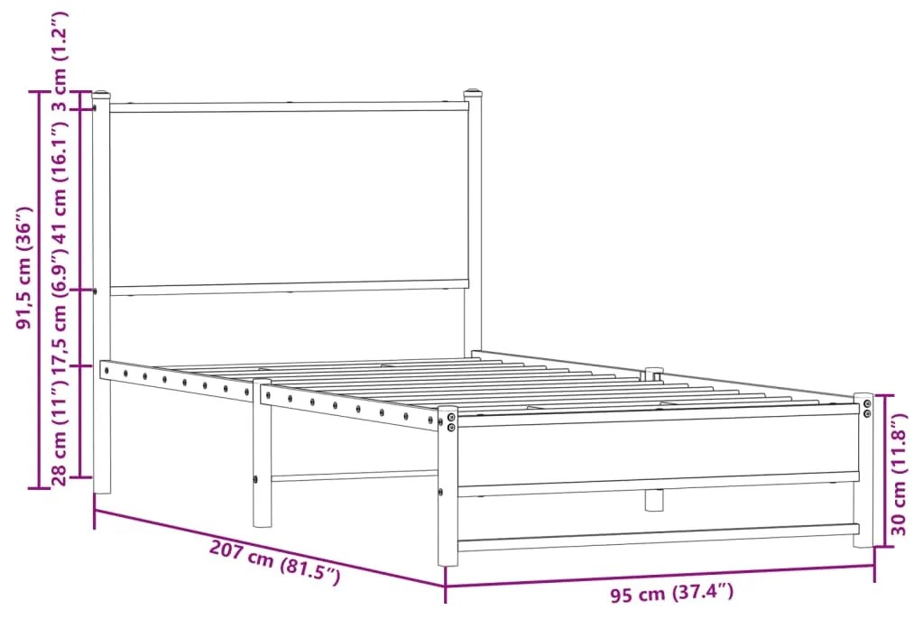 Estrutura de cama sem colchão 90x200 cm metal carvalho castanho