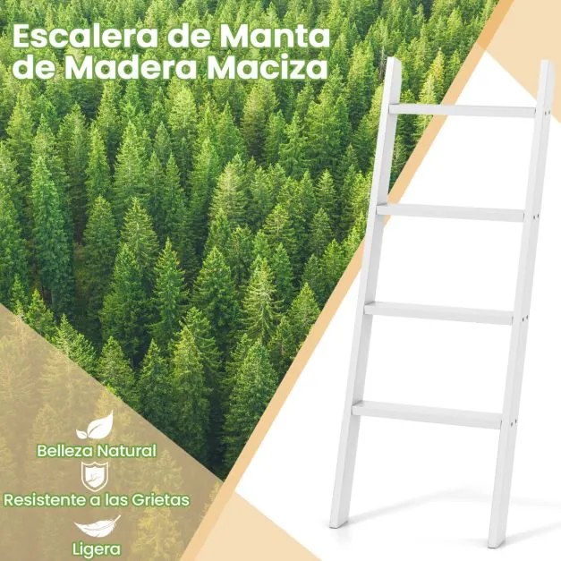 Suporte toalhas em forma escada de 4 níveis  50 × 7,5 × 137 cm Branco
