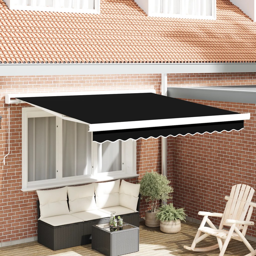Toldo Manual Retrátil vidaXL Preto 350x250 cm