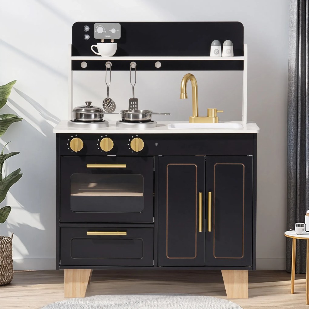 Cozinha Brincar de Madeira 80 x 57,6 x 49,5 cm Obsidian