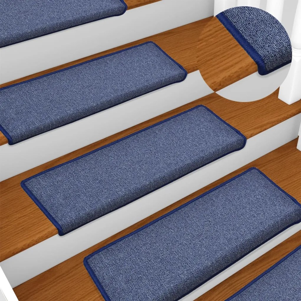 149781 vidaXL Tapetes de escadas 10 pcs 65x21x4 cm azul