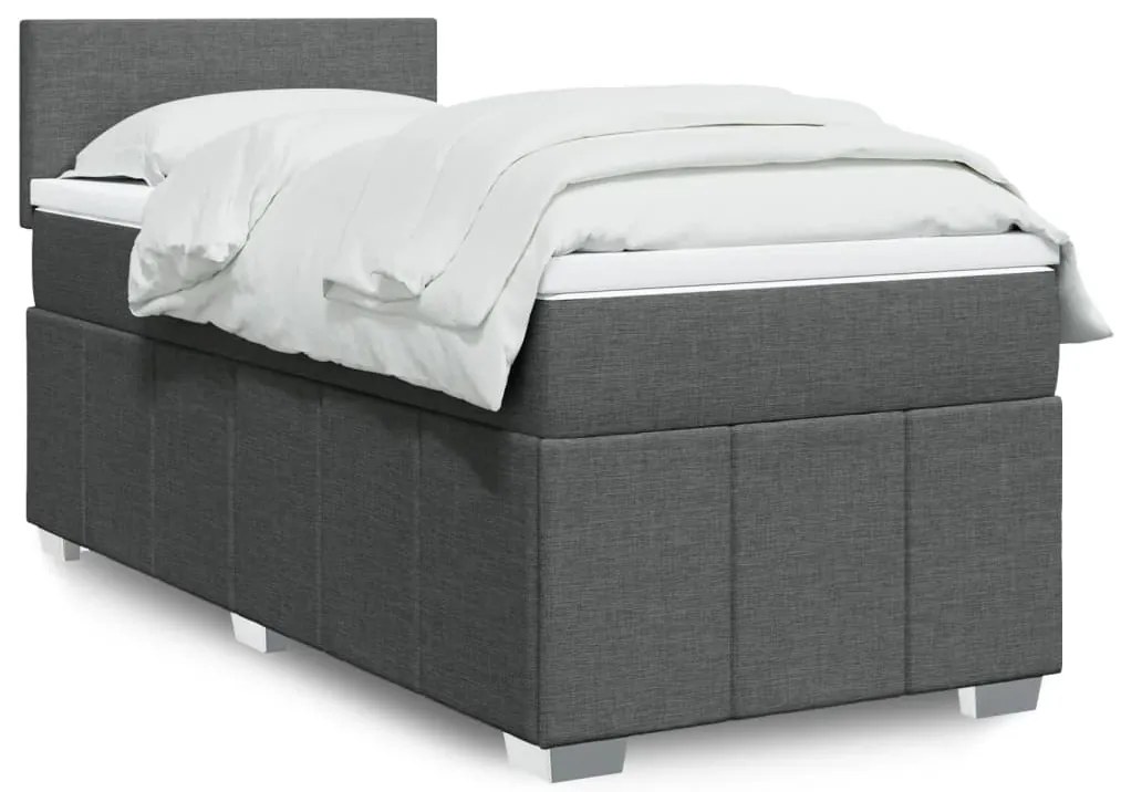 Cama com molas/colchão 90x200 cm tecido cinzento-escuro
