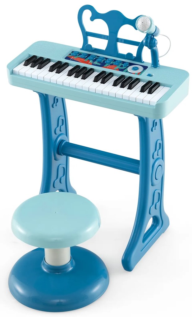 Teclado de piano infantil com 37 teclas, piano de brinquedo com microfone para crianças de 3+ anos, preto