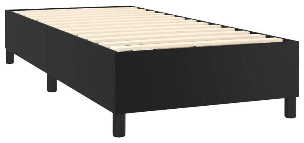 Cama box spring c/ colchão/LED 90x200 cm couro artificial preto