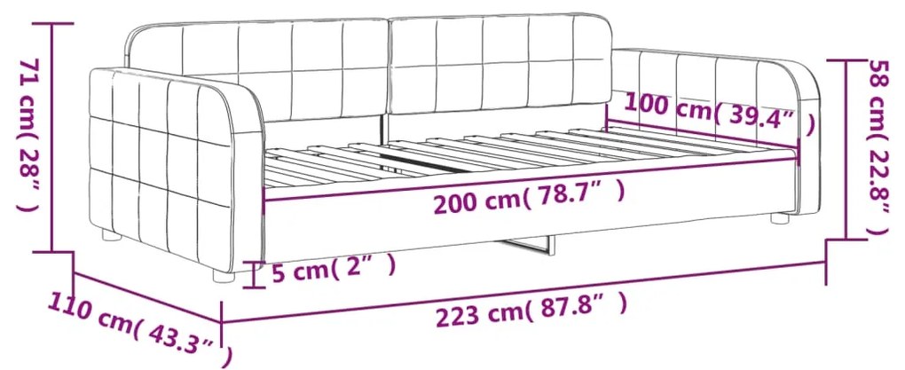 Sofá-cama 100x200 cm veludo preto