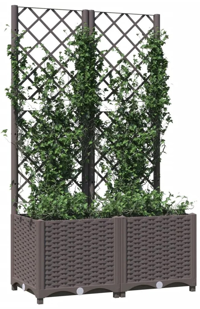 Vaso/floreira jardim c/ treliça 80x40x136 cm PP castanho