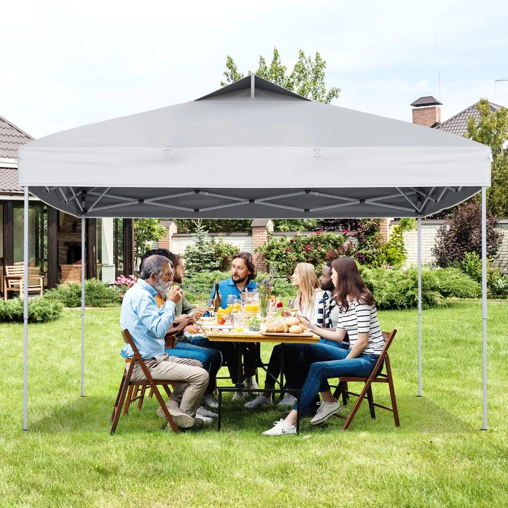 Tenda dobrável 295 x 295 cm para jardim, feiras, eventos com bolsa de transporte teto ventilado branca