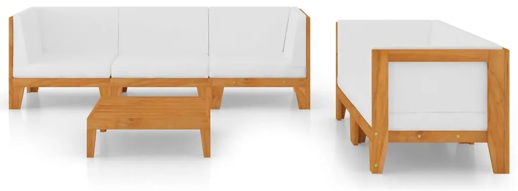 6 pcs conjunto lounge de jardim c/ almofadões acácia maciça