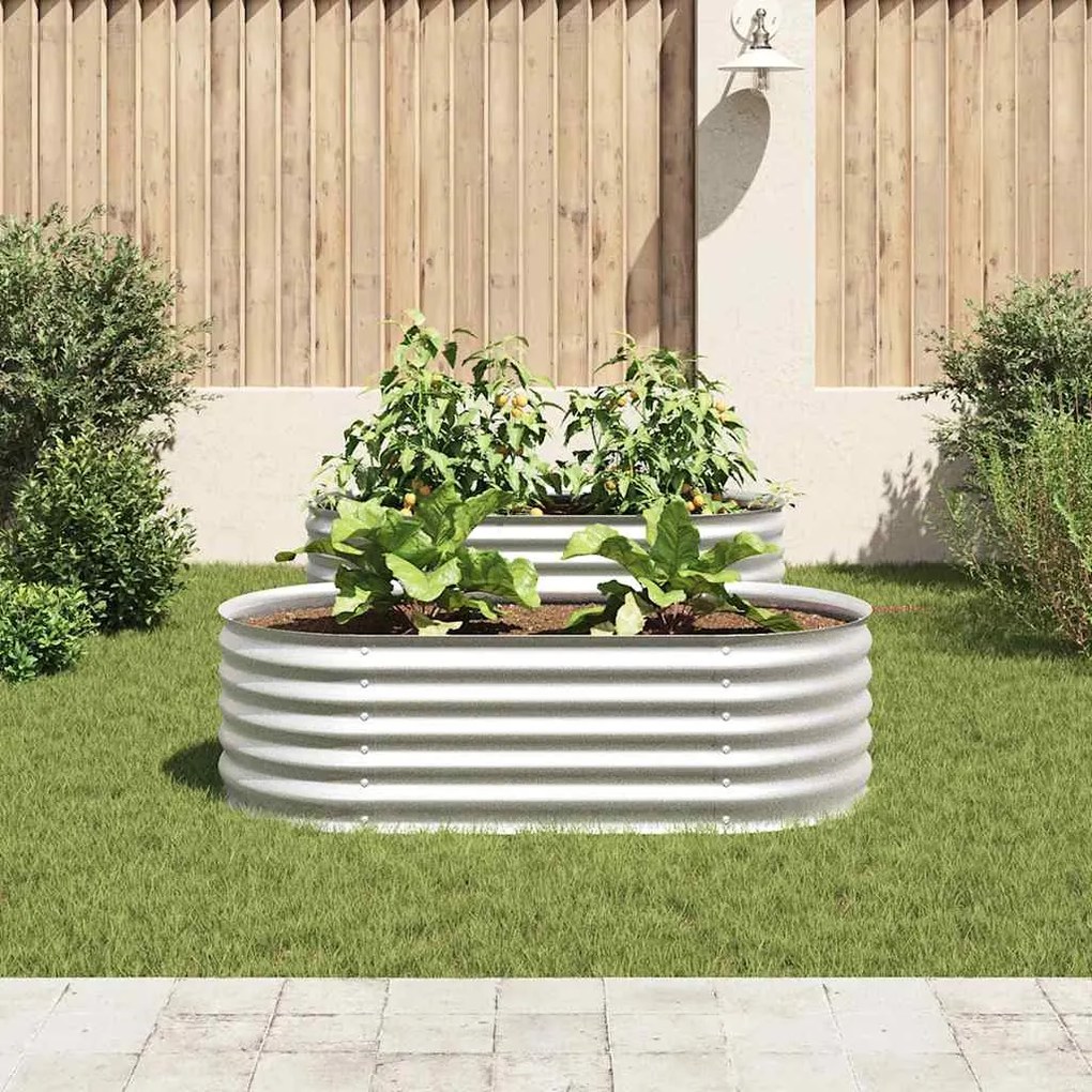 Canteiro elevado de jardim aço galvanizado 160x80x44cm prateado