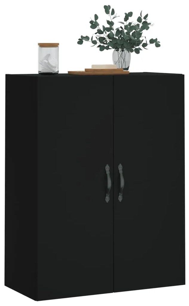 Armário de parede 69,5x34x90 cm derivados de madeira preto