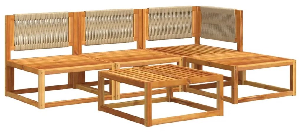 5 pcs conjunto de sofás de jardim com almofadões acácia maciça