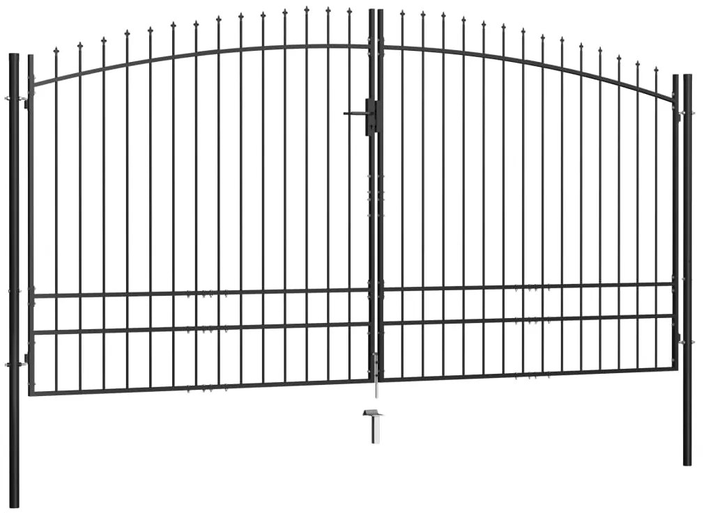 Portão de cerca com porta dupla e topo em lanças 400x248 cm