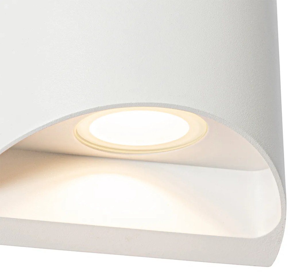 Candeeiro de parede exterior moderno branco com LED 2 luzes IP54 - Mal Moderno