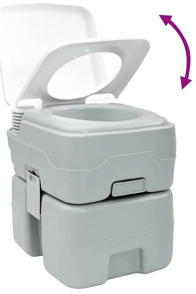 Vaso Sanitário Portátil vidaXL Cinza e Branco Plástico 20 L