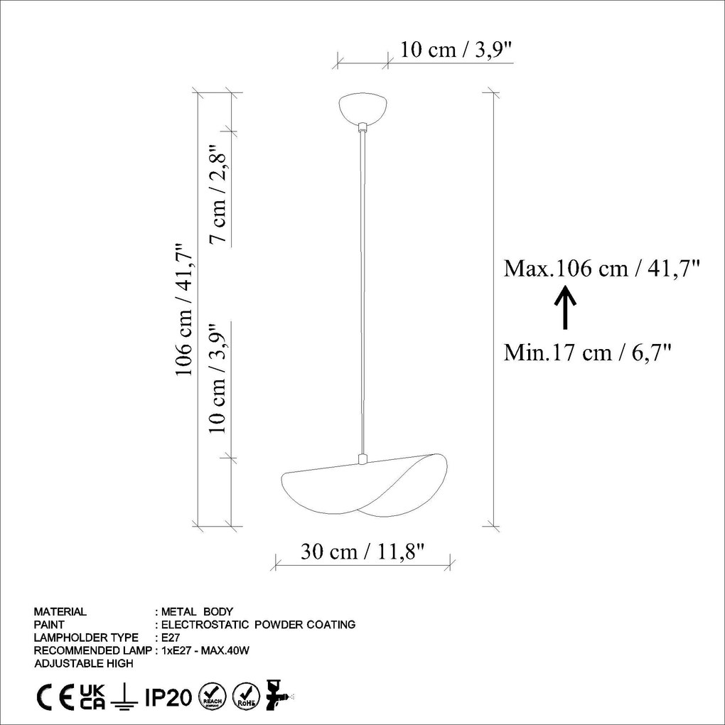 Candeeiro de Teto Eger – Turquesa – 30 x 20 x 10 cm