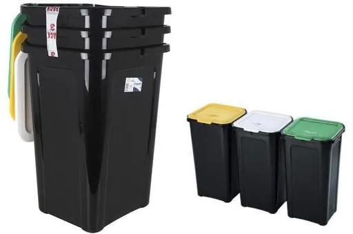 Caixote de Lixo para Reciclagem Tontarelli 44 L Preto (38,5 x 34,5 x 54,5 cm) (3 Uds)