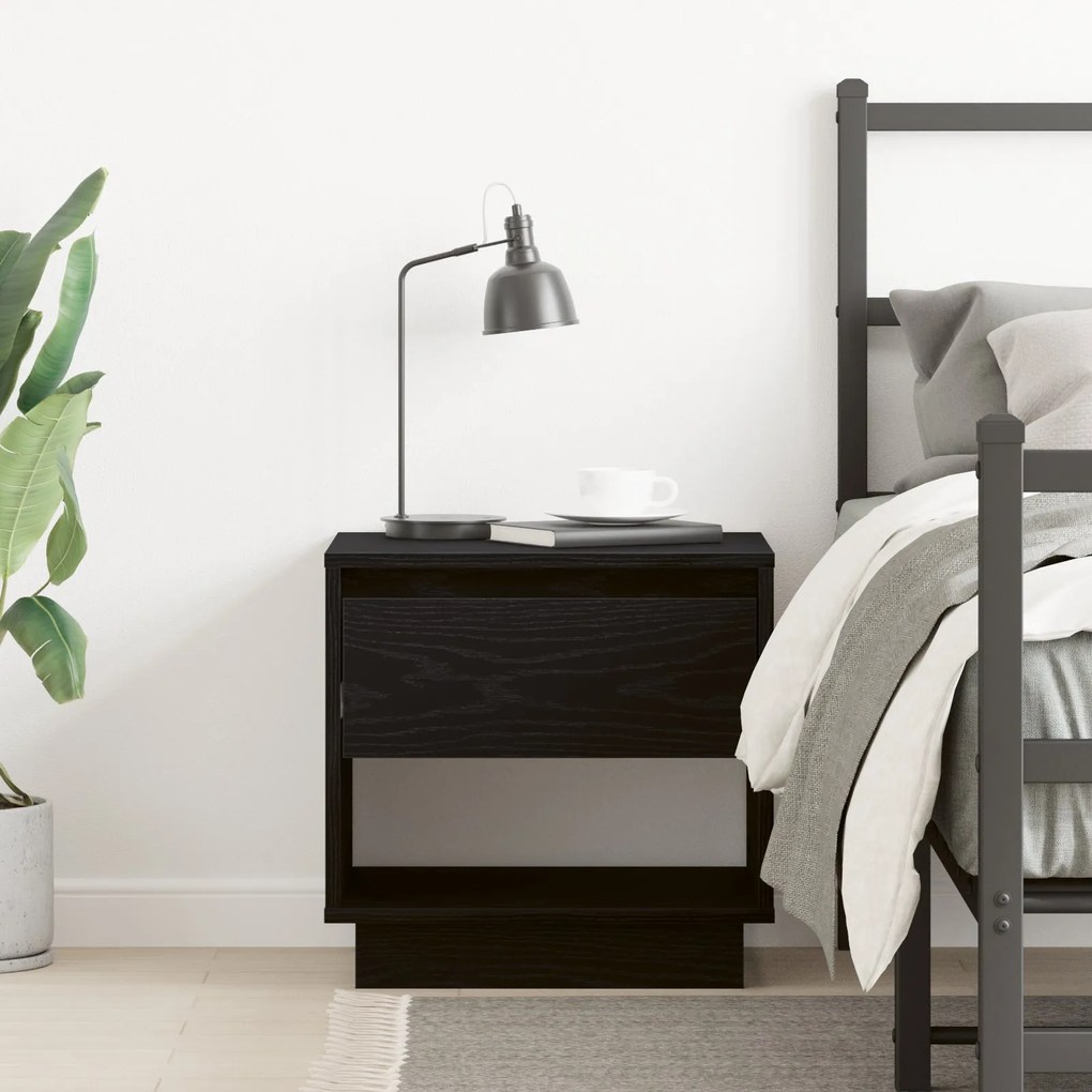 Cômoda de Cabeceira vidaXL Preto Carvalho 45x34x48 cm Madeira de Engen