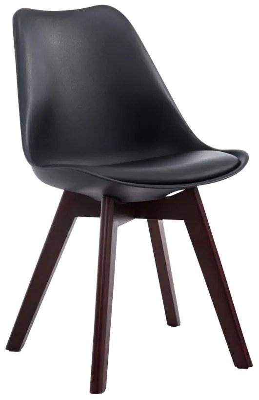 Cadeira de cozinha e sala de jantar Borneo V2 em couro sintético com estrutura em Cor Nogueira 48 x 84 x 41,5 cm Preto