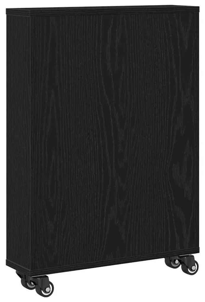 Carrinho de Armazenagem Estreito vidaXL Carvalho Preto 48x13x68 cm Mad