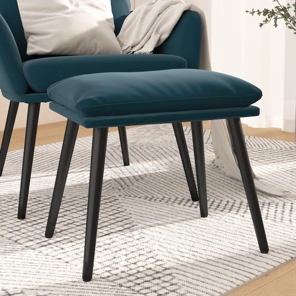 vidaXL Apoio de pés 45x29,5x35 cm veludo azul