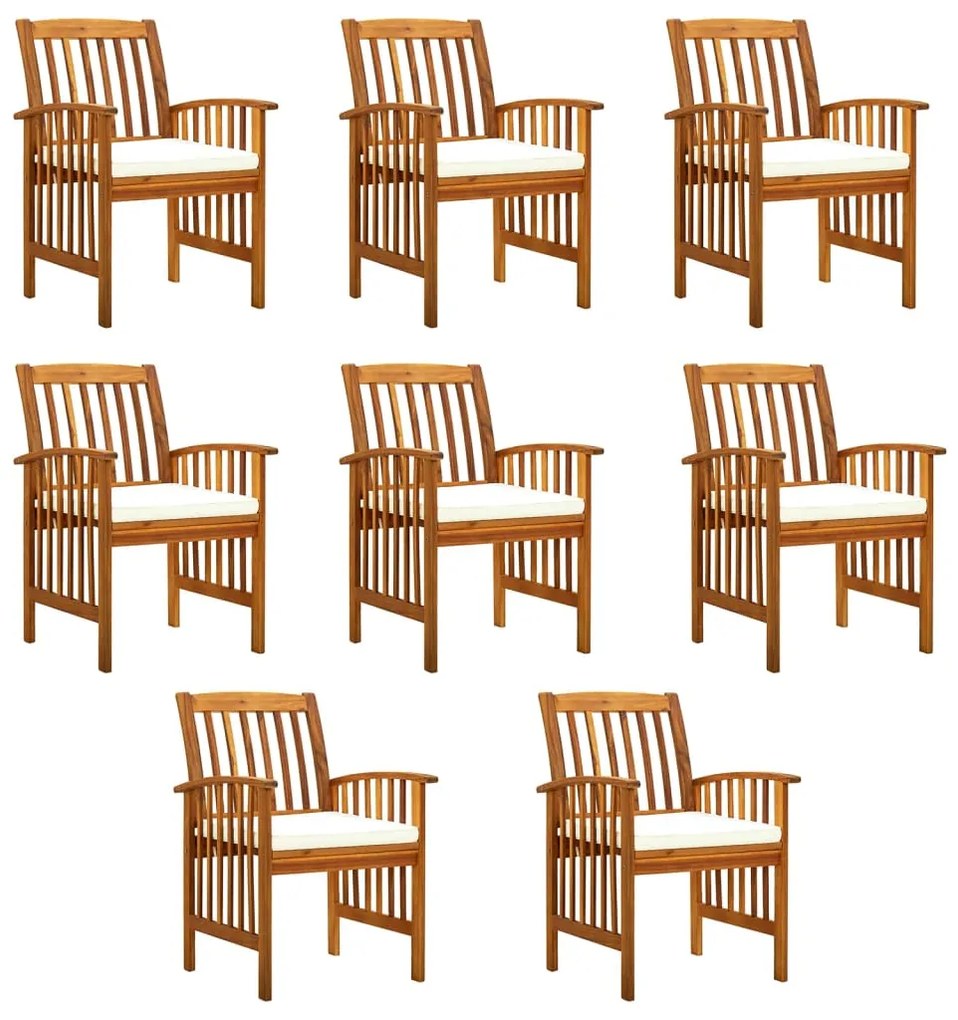 vidaXL Cadeiras de jantar p/ jardim 8 pcs c/ almofadões acácia maciça