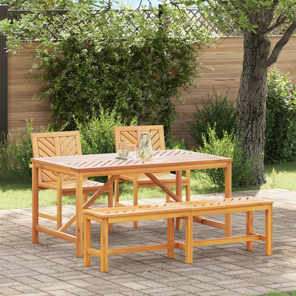 vidaXL Conjunto de Jantar de Jardim 4 Peças Madeira Maciça de Acácia