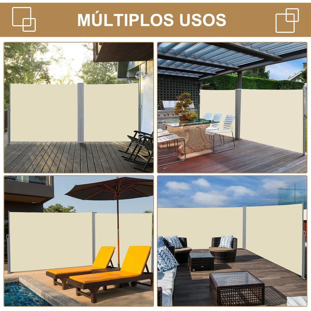 Outsunny Toldo Lateral Retrátil para Terraço Pátio ou Jardim Toldo de