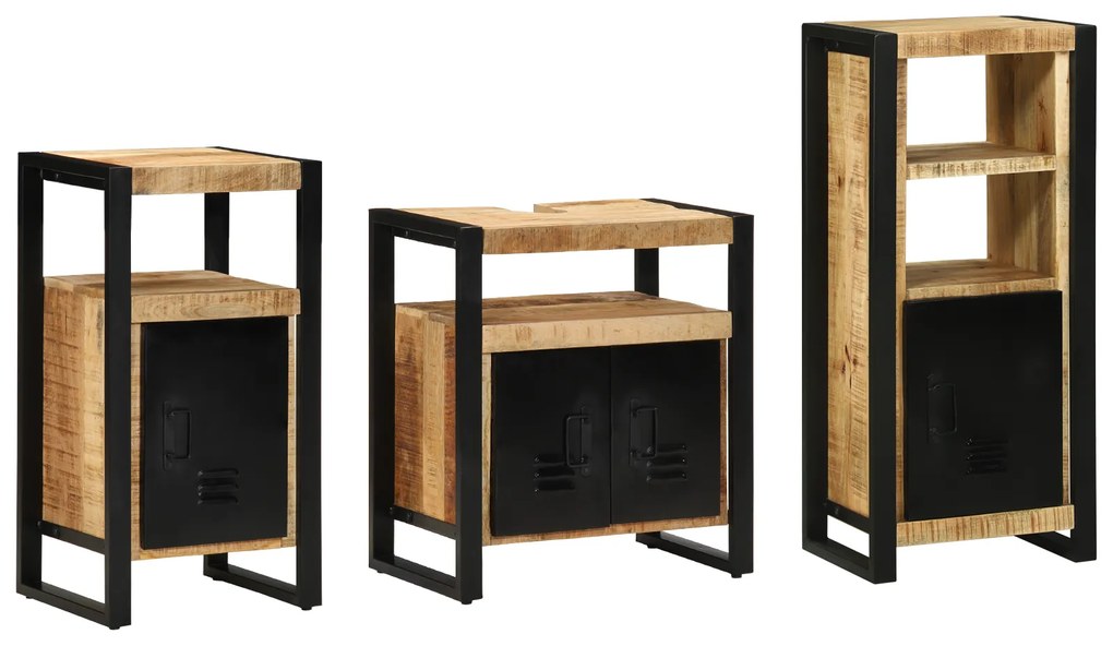 vidaXL Conjunto de Móveis para Banheiro 3 pcs Madeira de manga maciça