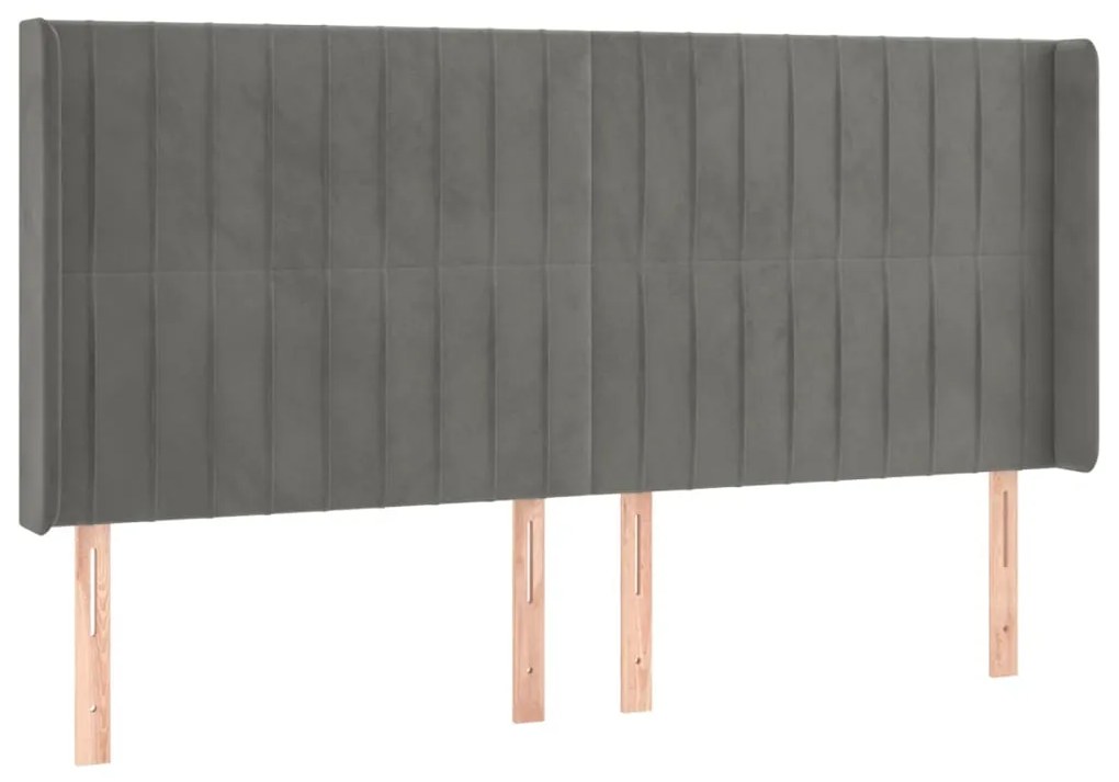 Cabeceira cama c/ luzes LED veludo 163x16x118/128cm cinza-claro