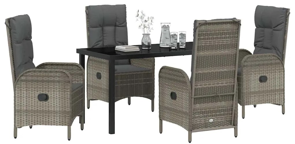 Conjunto de jantar para o jardim com 5 peças em rattan poligrey