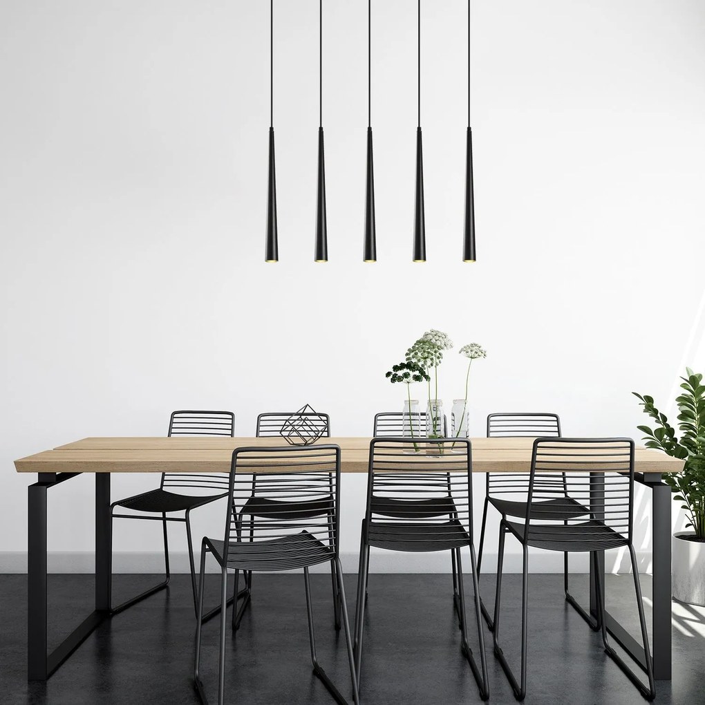 Candeeiro de Teto Ugur – Preto – 78 x 5 cm