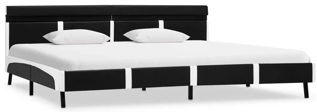 Estrutura de cama c/ LED 180x200 cm couro artificial preto
