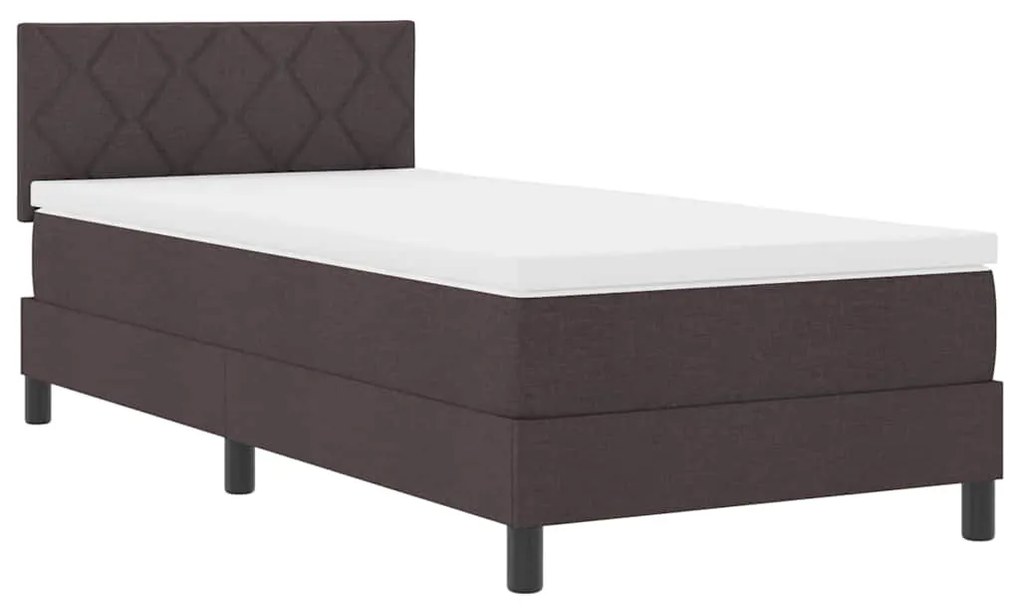 Cama Box com Colchão &amp; LED Marrom Escuro 90x200 cm Tecido