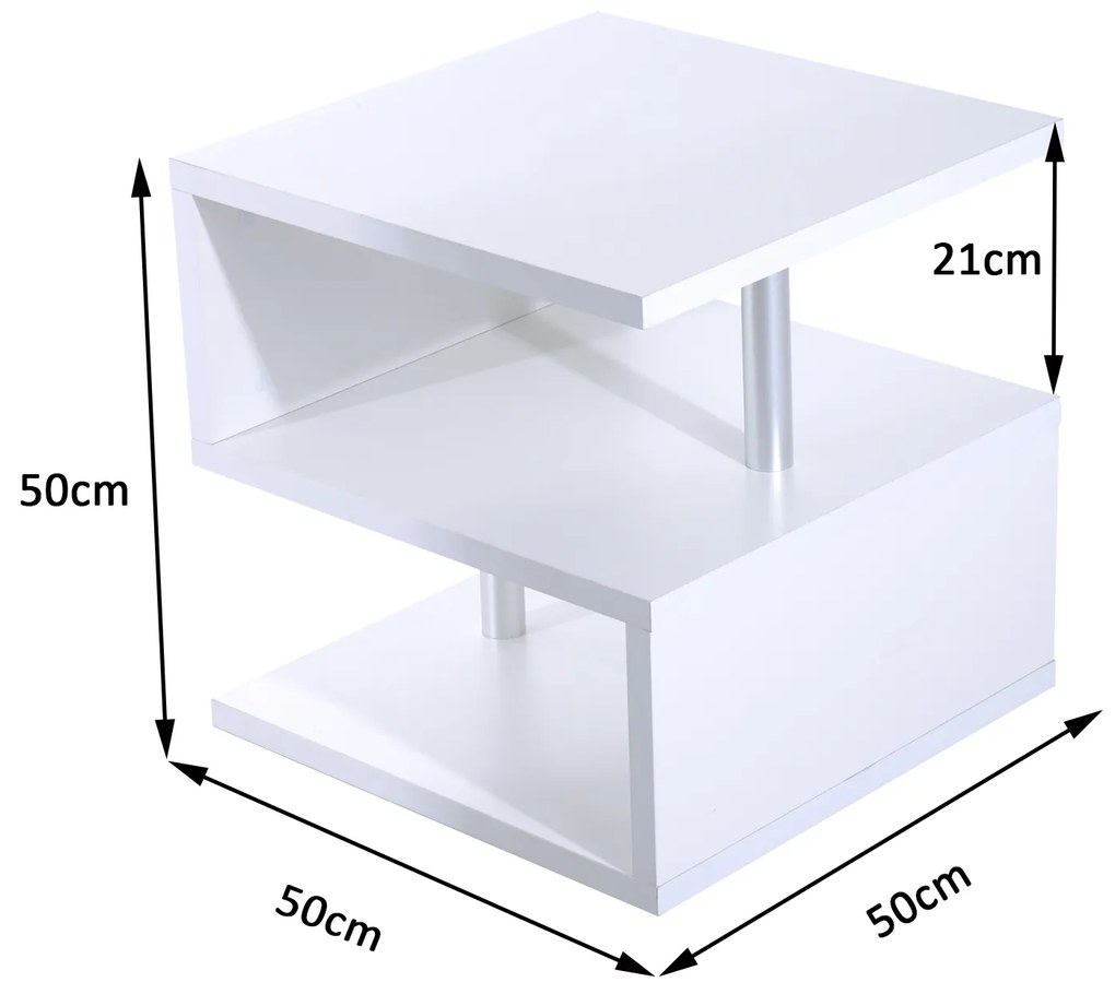 Mesa Auxiliar Madeira Branco 50 x 50 x 50 cm