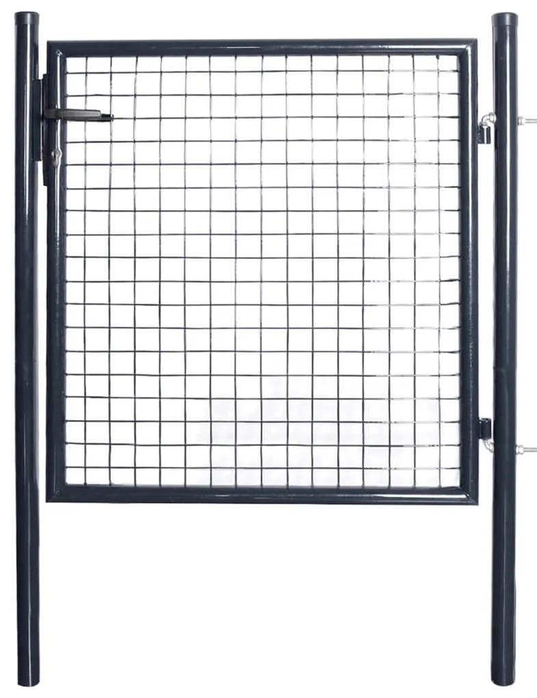 Portão de jardim em rede aço galvanizado 85,5x100 cm cinzento
