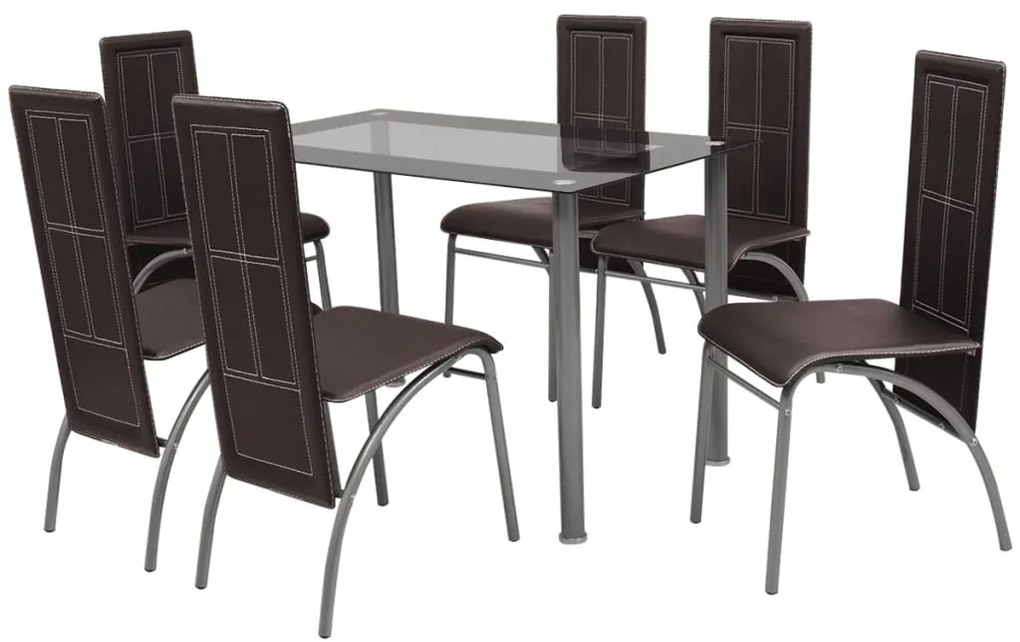 vidaXL Conjunto de jantar de 7 peças castanho