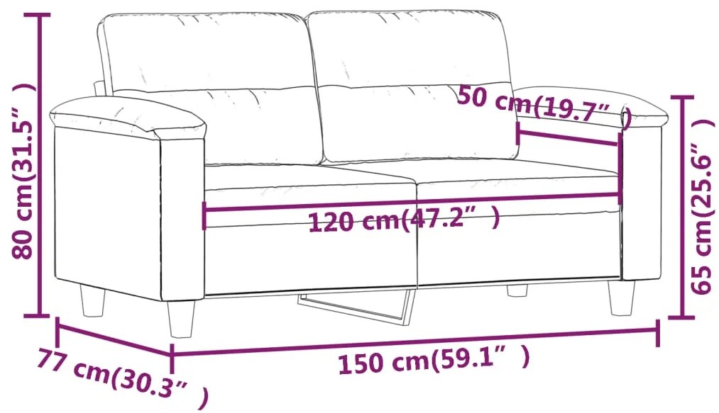 Sofá de 2 lugares 120 cm tecido de microfibra cinzento-escuro