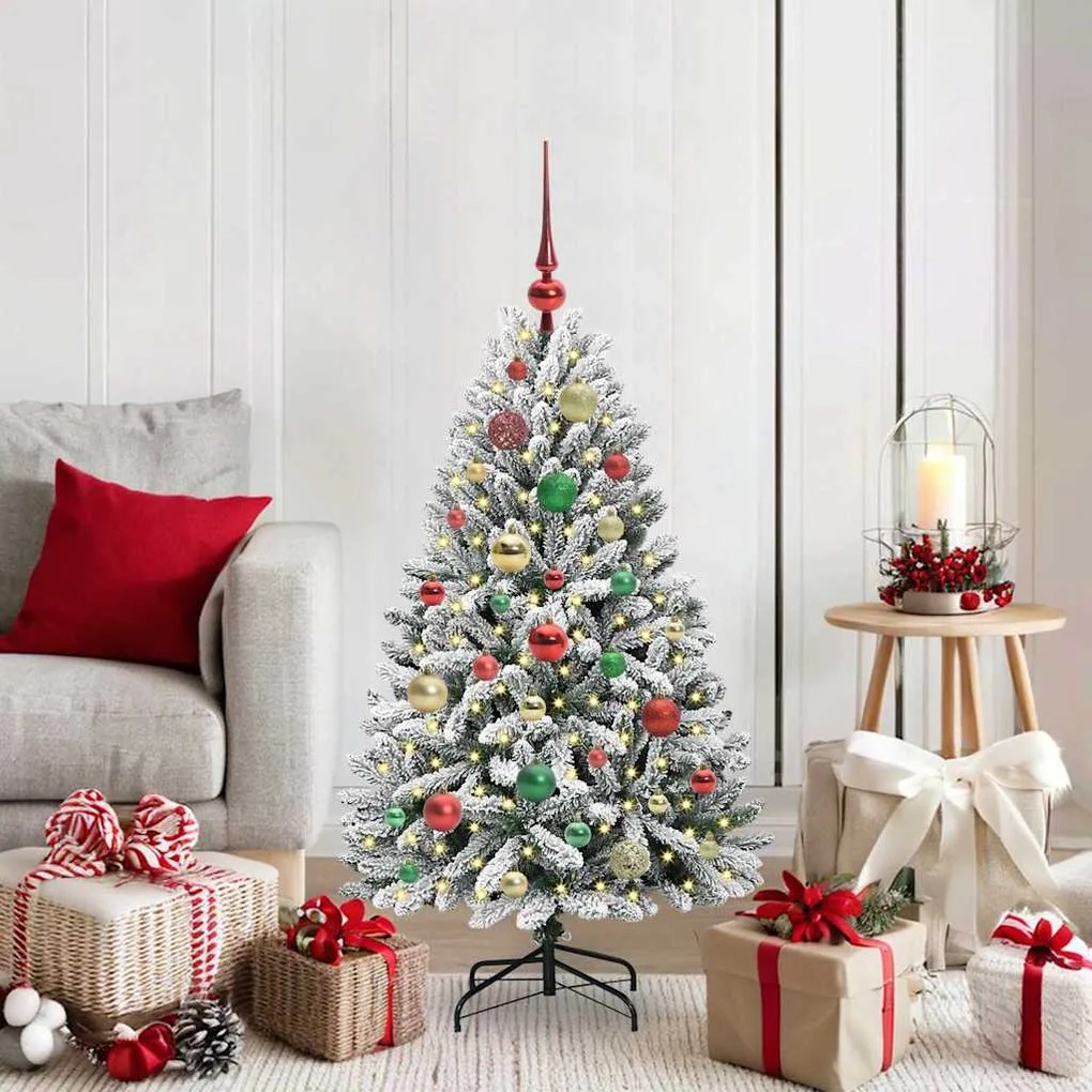 vidaXL Árvore de Natal Artificial Verde e Branco 120 cm PVC e Metal
