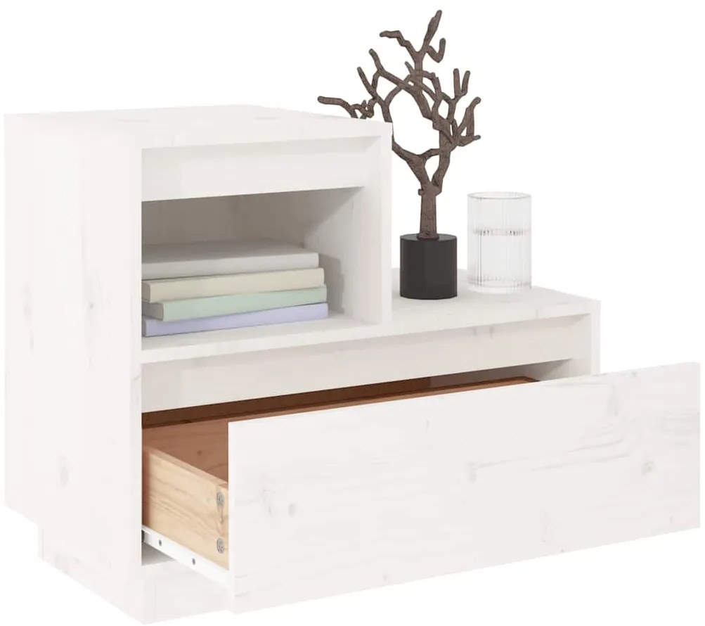 Mesas de cabeceira 2 pcs 60x34x51 cm pinho maciço branco