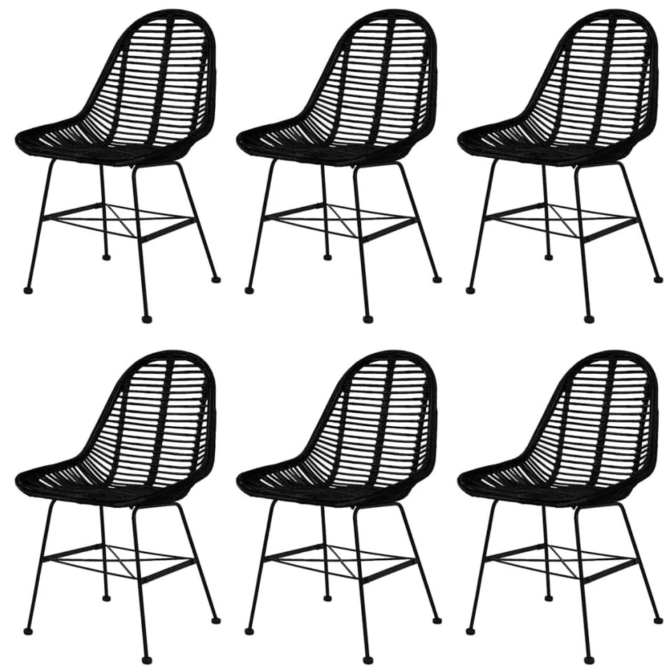 vidaXL Cadeiras de jantar 6 pcs vime genuíno preto