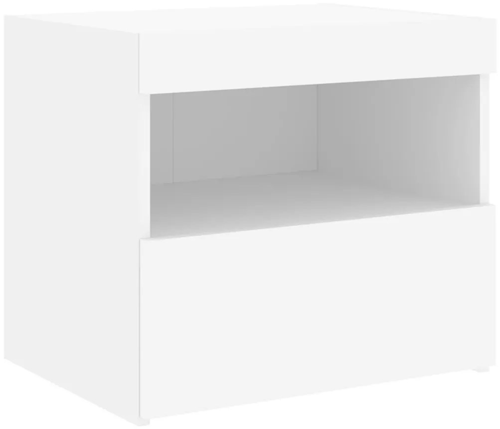 Mesa de cabeceira com luzes LED 50x40x45 cm branco