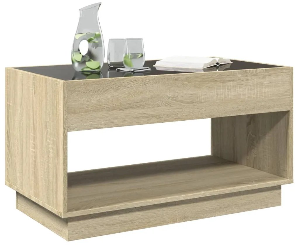 Mesa de centro luzes LED Infinity 90x50x50 cm carvalho sonoma