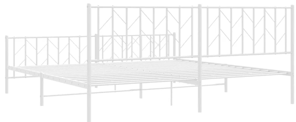 Estrutura de cama com cabeceira e pés 200x200 cm metal branco