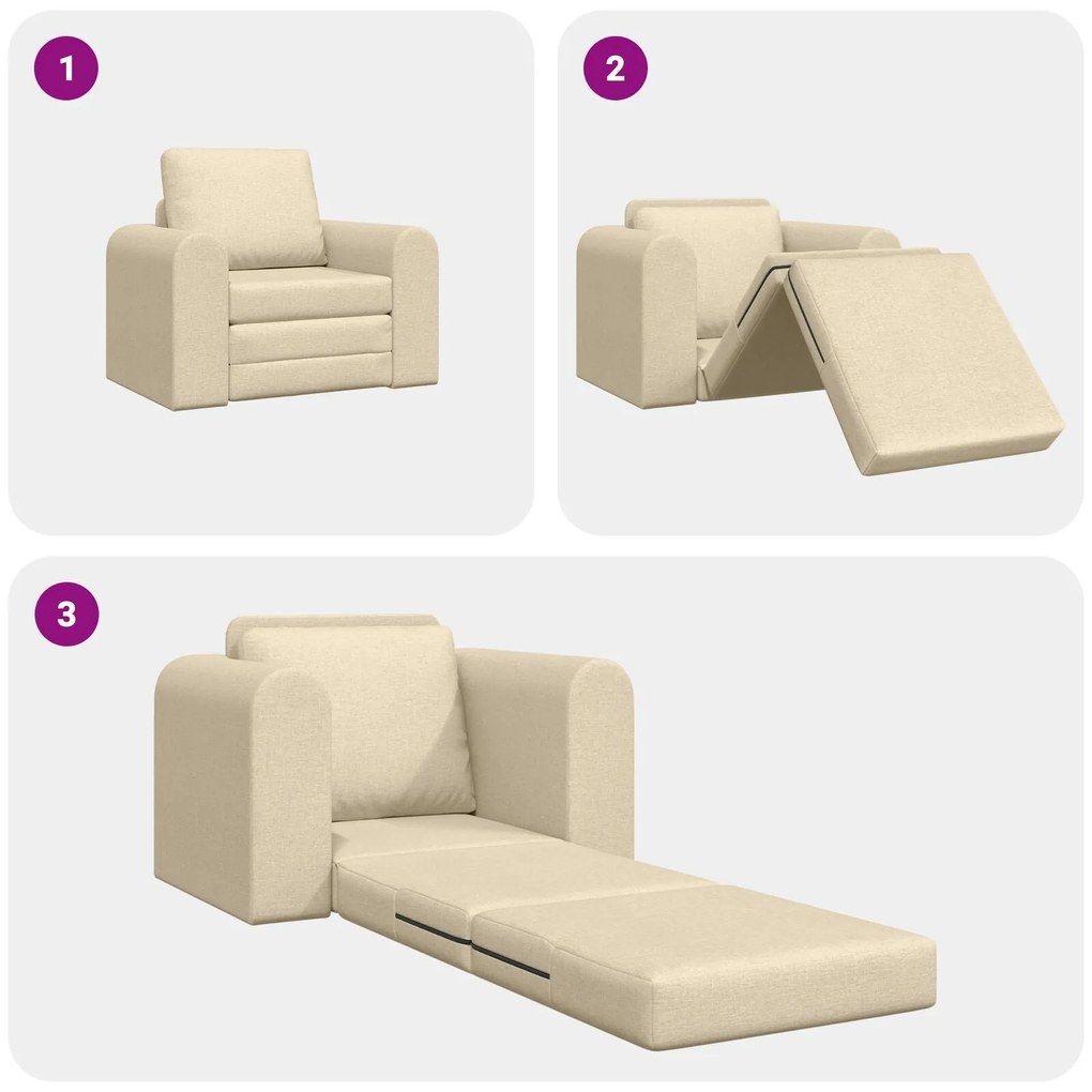 Sofá Cama 2 em 1 Creme 98x71x83 cm Tecido