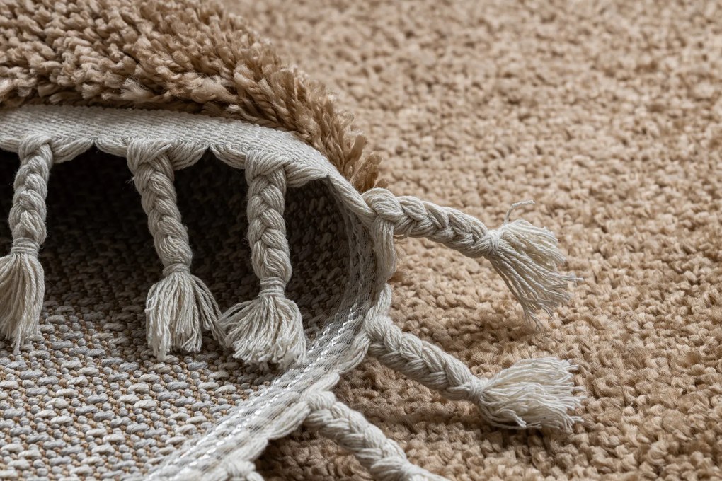 Tapete BERBER 9000 circulo bege Franjas berbere marroquino shaggy