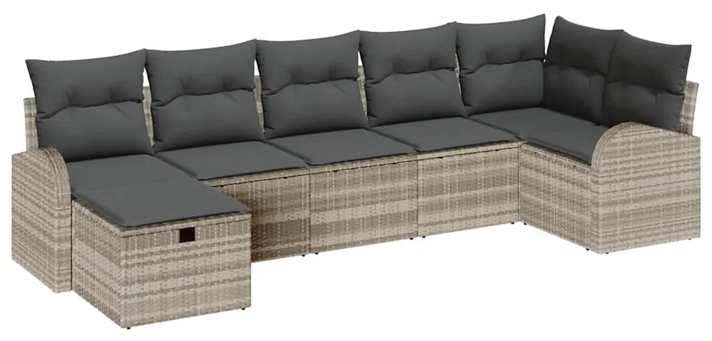 Conjunto de Sofá de Jardim de 7 Peças com Almofadas Cinza Claro de Rat